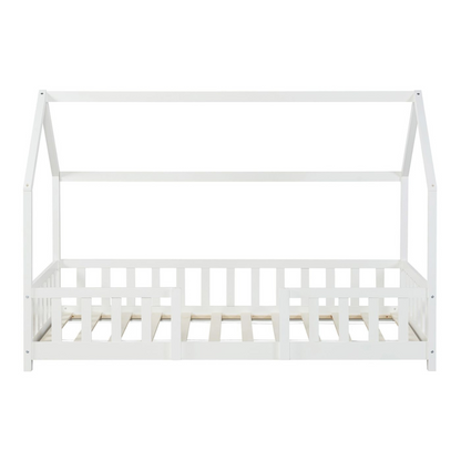 Hutbed met slagboom + matras - 90x200cm - Wit