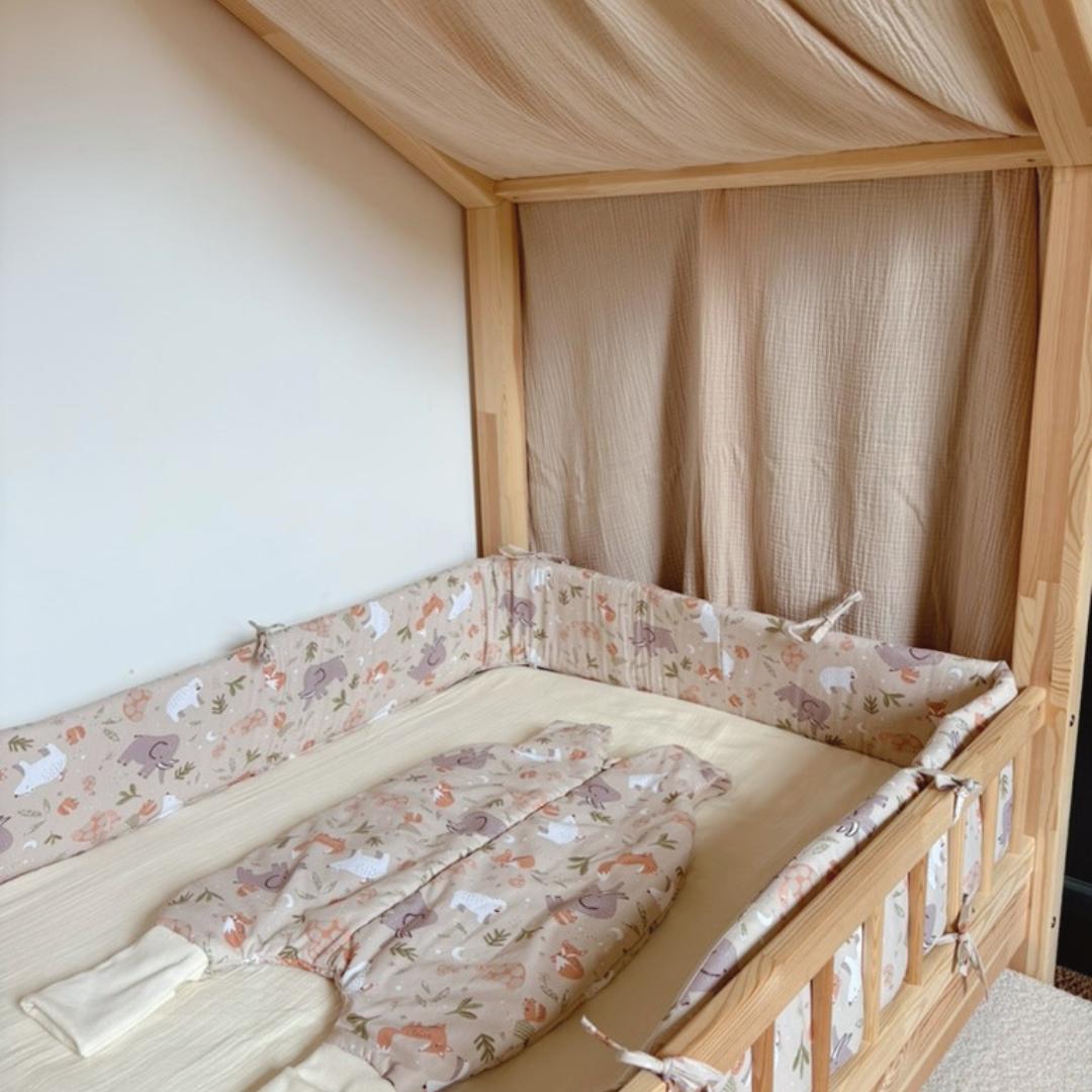 Tour de lit cabane coton animaux