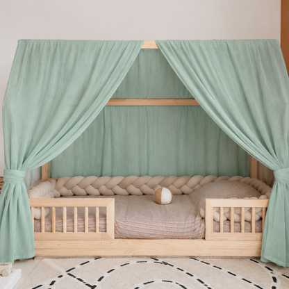 Set van 2 mintgroene luifels voor cabinebedden