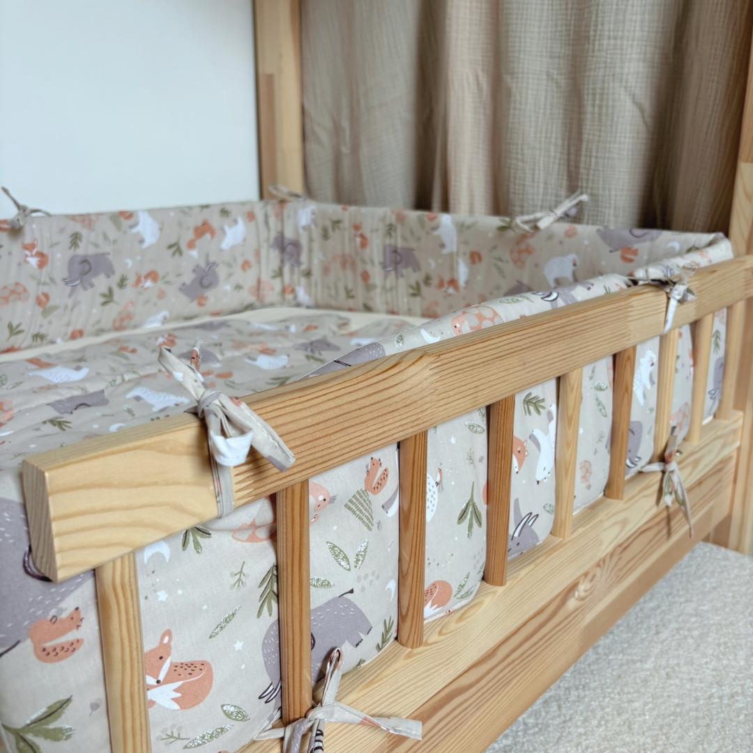 Tour de lit cabane coton animaux