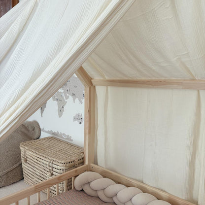 Ciel de lit cabane (pack de 2) Ecru