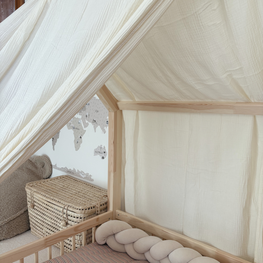 Ciel de lit cabane (pack de 2) Ecru