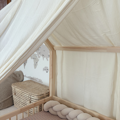 Ciel de lit cabane (pack de 2) Ecru