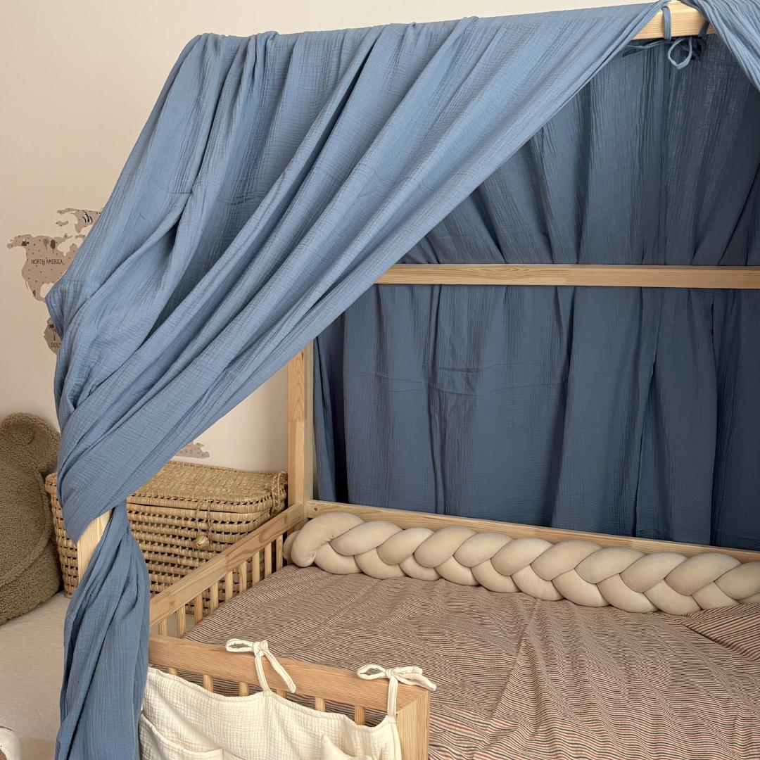 Ciel de lit cabane (pack de 2) Bleu jean