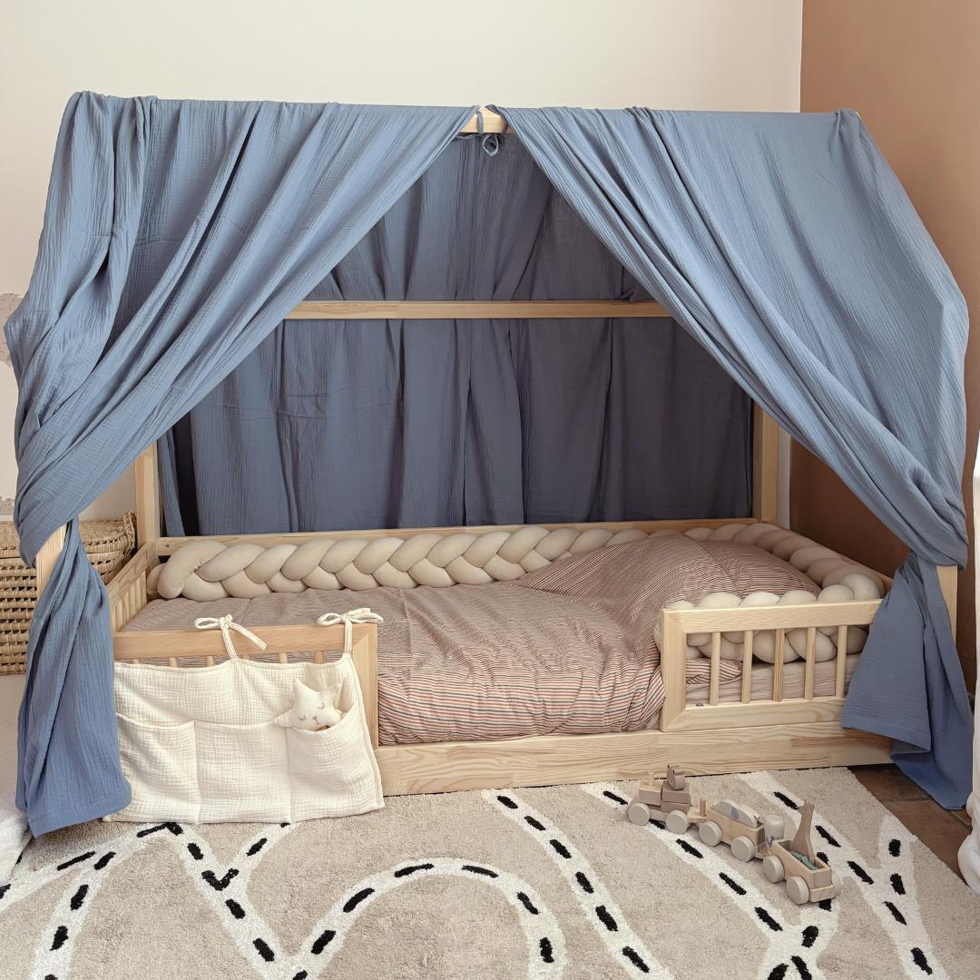 Ciel de lit cabane (pack de 2) Bleu jean