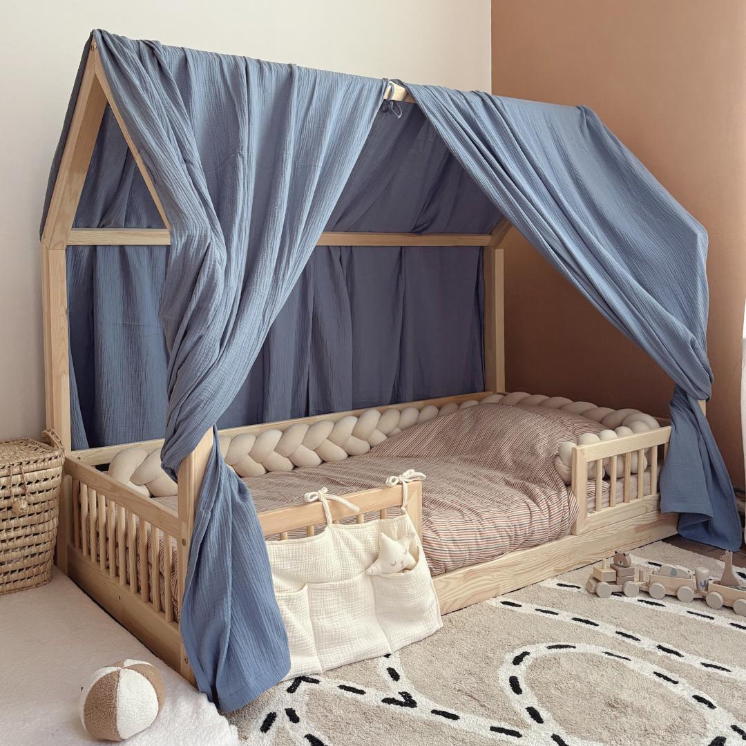 Ciel de lit cabane (pack de 2) Bleu jean