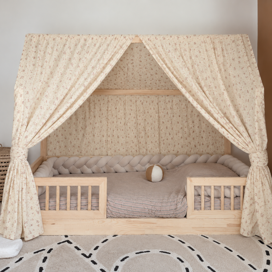 Set van 2 beige hemelbedden voor cabinebedden