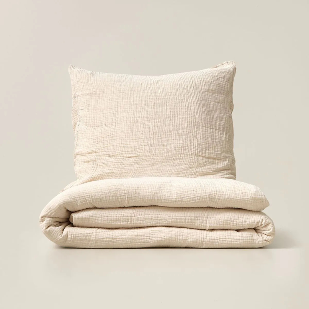 Housse de couette mousseline Ecru