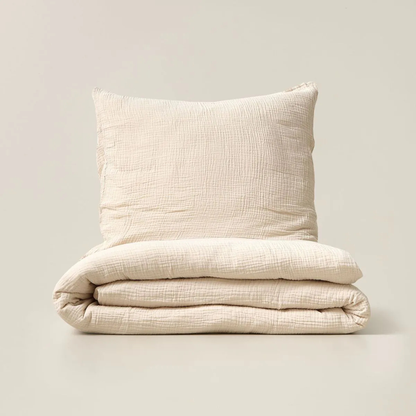 Dubbel gaas biologisch katoenen hoeslaken - Camel