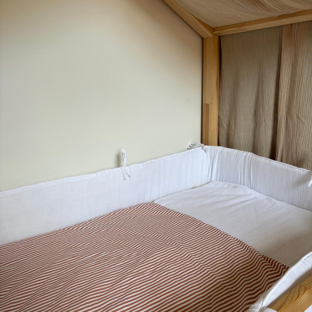 Tour de lit cabane double gaze Blanc
