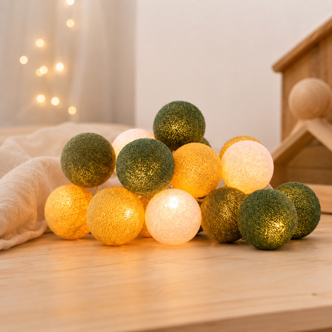 Guirlande lumineuse LED - Vert &amp; Jaune moutarde