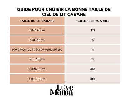 Ciel de lit cabane (pack de 2) Ecru pois dorés