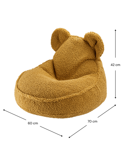 Fauteuil enfant ourson tissu bouclette - Jaune moutarde