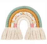Décoration murale chambre bébé - Arc-en-ciel macramé Jaune moutarde & Vert