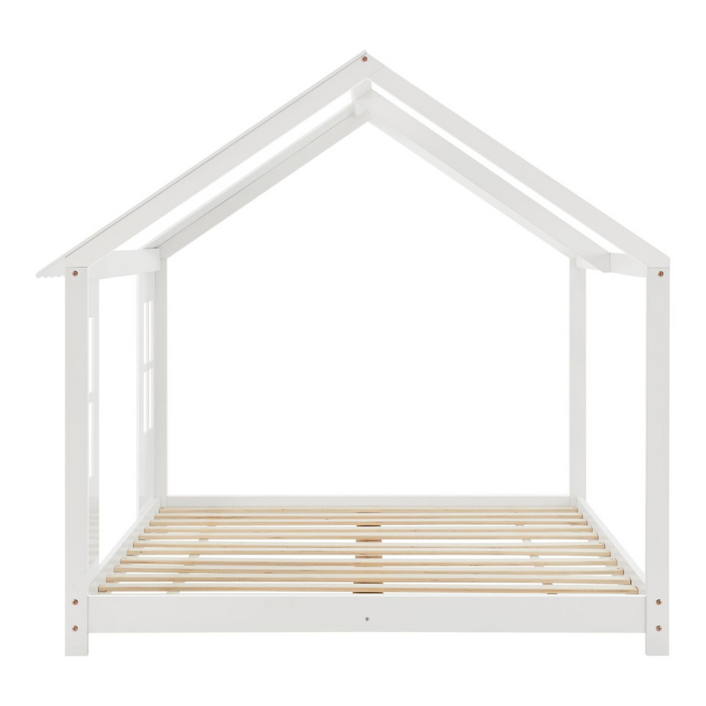 Grand lit cabane double - 120x200cm - Blanc