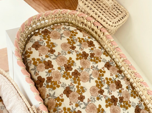 Panier à langer Fleuri avec ruban rose