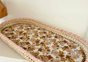 Panier à langer Fleuri avec ruban rose