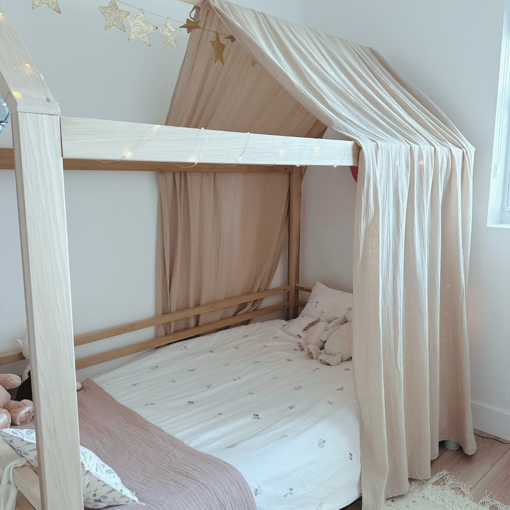 Lovely Hippo Toile de Lit Cabane 100% Coton - Ciel de Lit Cabane Montessori 80x160, 90x190, 90x200 cm - Tissu Oeko-Tex Gots (Beige Feuillage Pochette, 97 x 402 cm Pochette Lovely Hippo Toile de Lit Cabane 100% Coton - Ciel de Lit Cabane Montessori 80x160, 90x190, 90x200 cm - Tissu Oeko-Tex Gots (Beige Feuillage Pochette, 97 x 402 cm Pochette