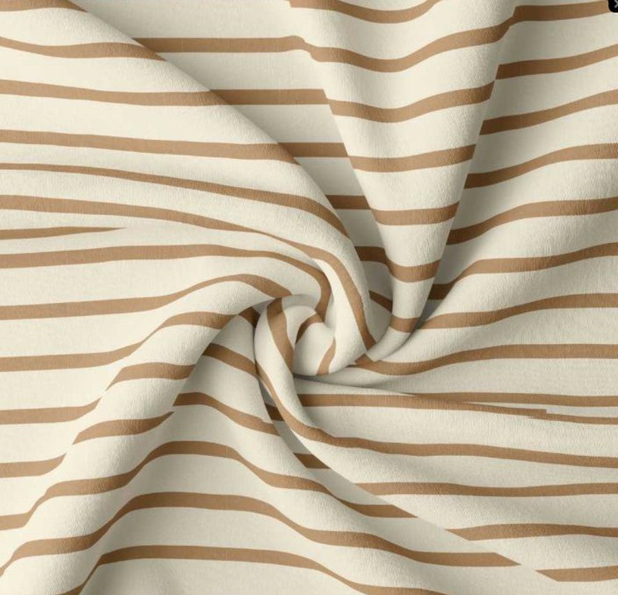 Drap housse  jersey de coton bio - Rayé Camel