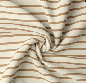 Drap housse  jersey de coton bio - Rayé Camel