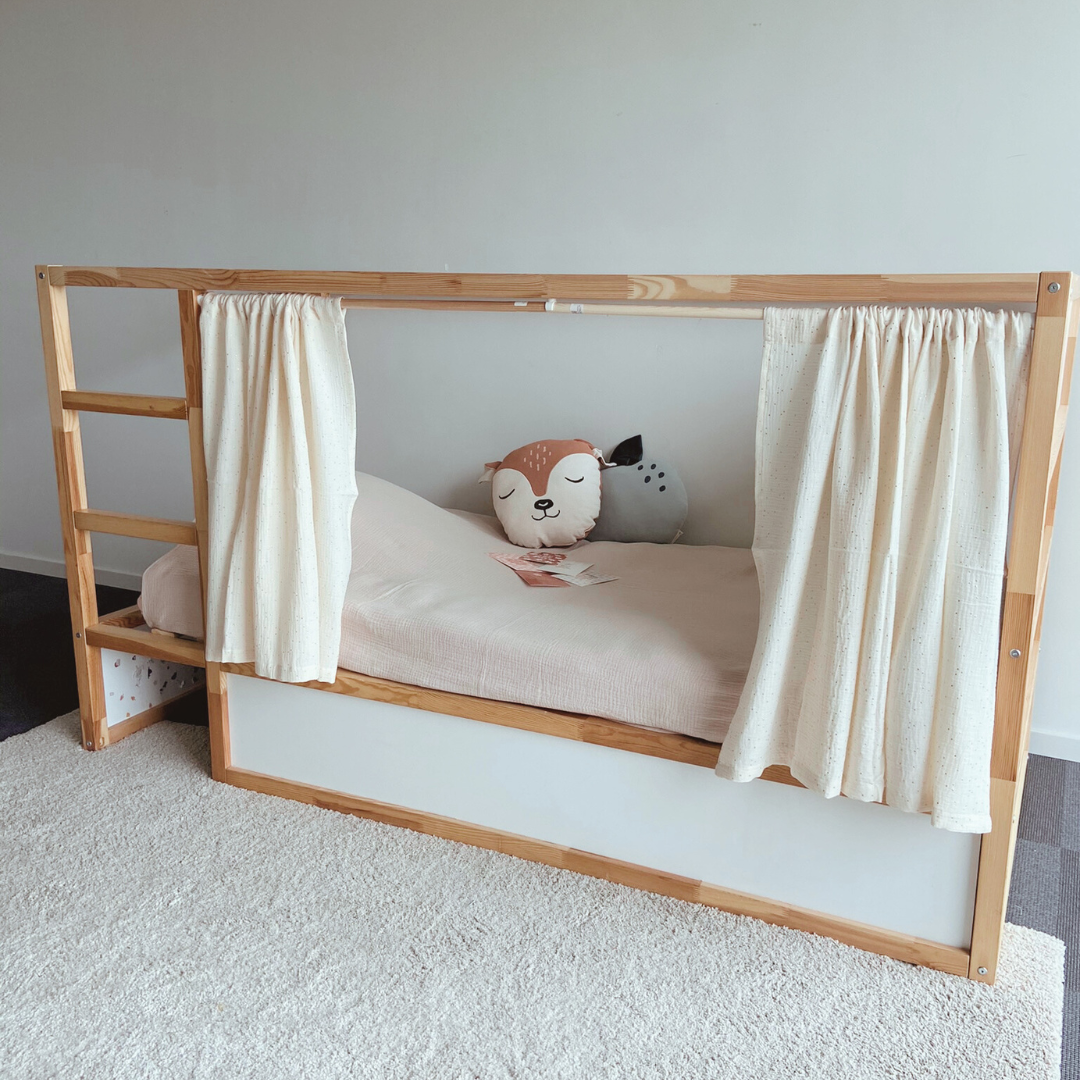 Rideaux lit Kura Ikea Ecru à pois dorés