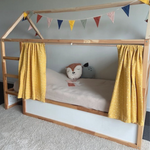 Rideaux lit Kura Ikea Jaune Moutarde imprimé étoiles