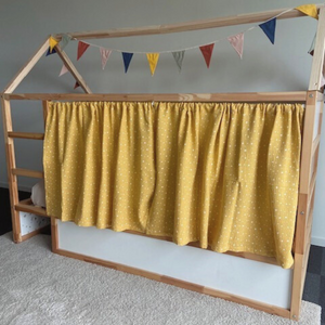 Rideaux lit Kura Ikea Jaune Moutarde imprimé étoiles