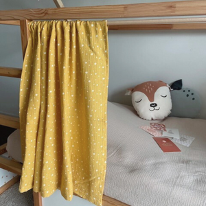 Rideaux lit Kura Ikea Jaune Moutarde imprimé étoiles