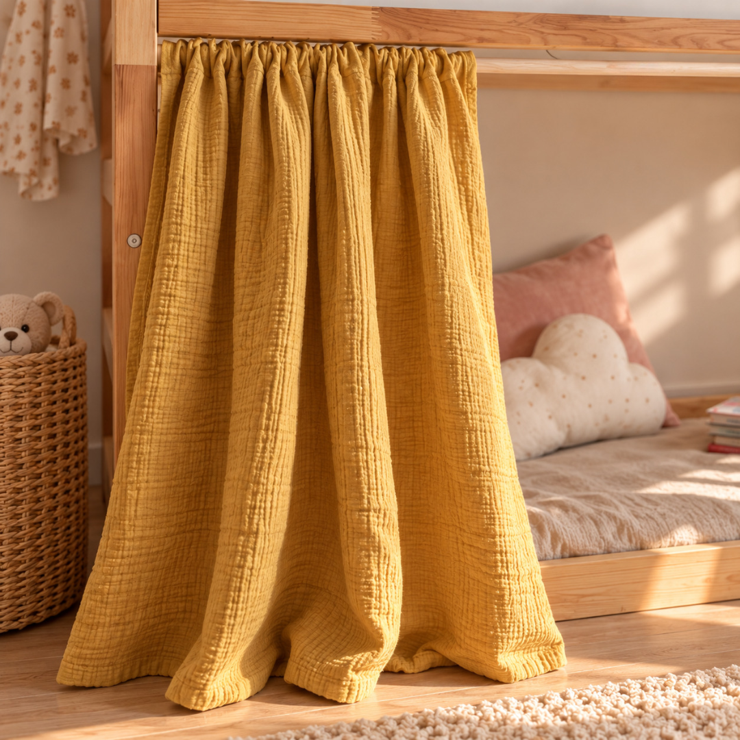 IKEA Kura bedgordijnen - Mosterdgeel