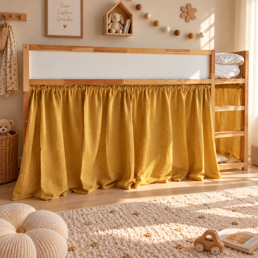IKEA Kura bedgordijnen - Mosterdgeel
