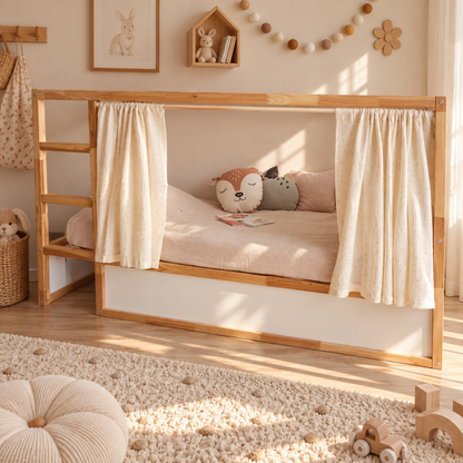 Rideaux lit Kura Ikea Ecru à pois dorés