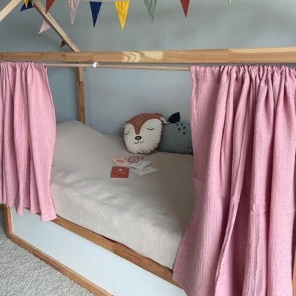Rideaux lit Kura Ikea Rose à pois dorés