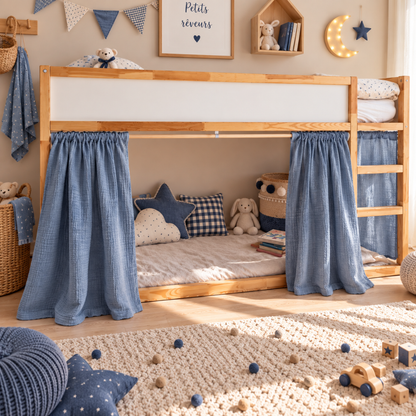 IKEA Kura Bed katoenen mousseline gordijn - Eucalyptusgroen