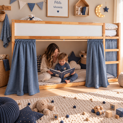 IKEA Kura Bed katoenen mousseline gordijn - Eucalyptusgroen