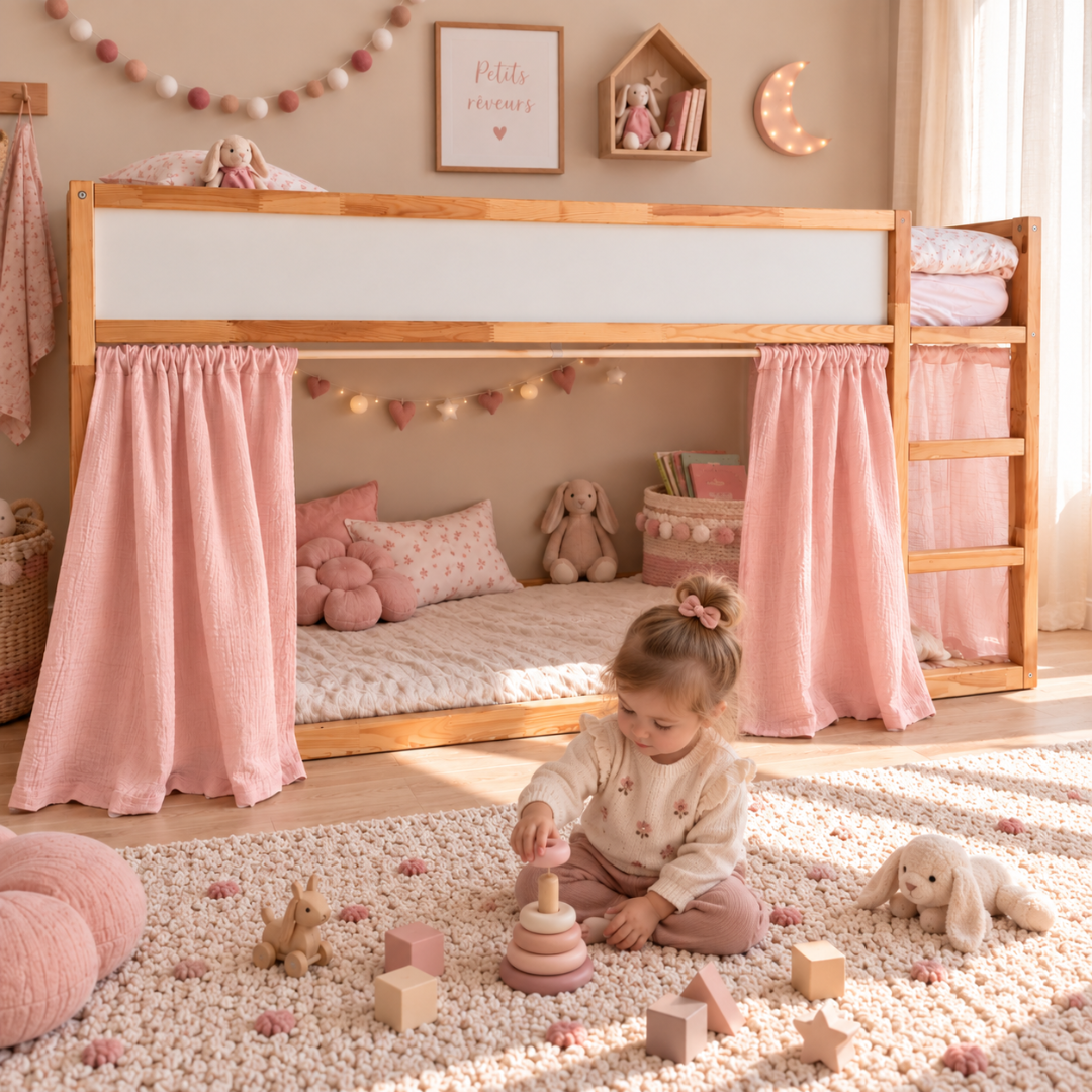 Rideaux lit Kura IKEA - Rose Blush