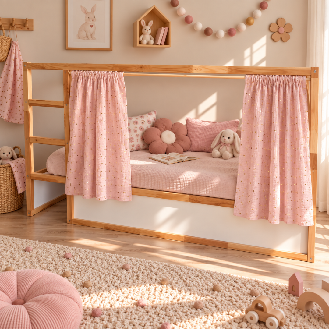 IKEA Kura Bed katoenen mousseline gordijn - Eucalyptusgroen