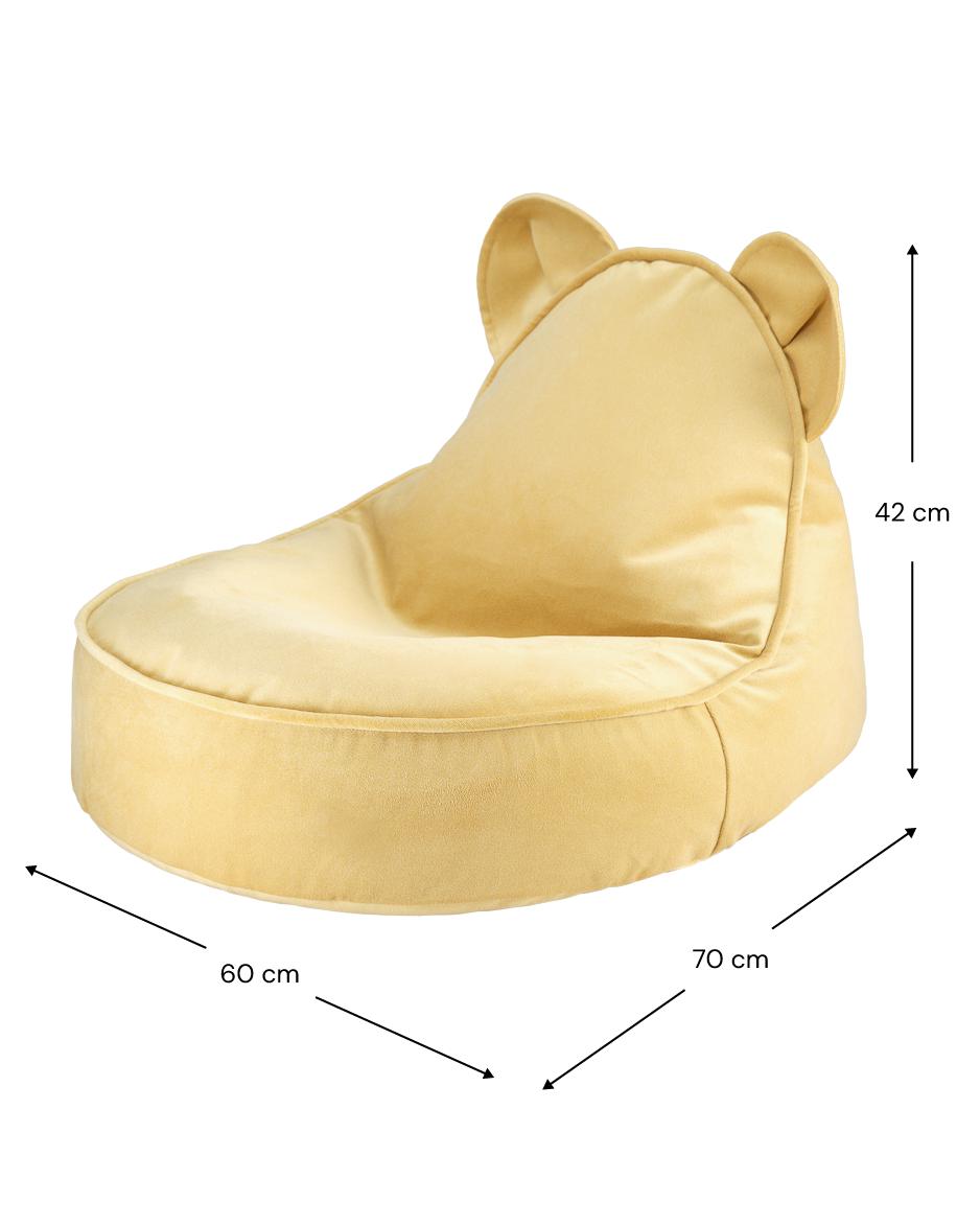 Fauteuil enfant ourson en velours - Jaune