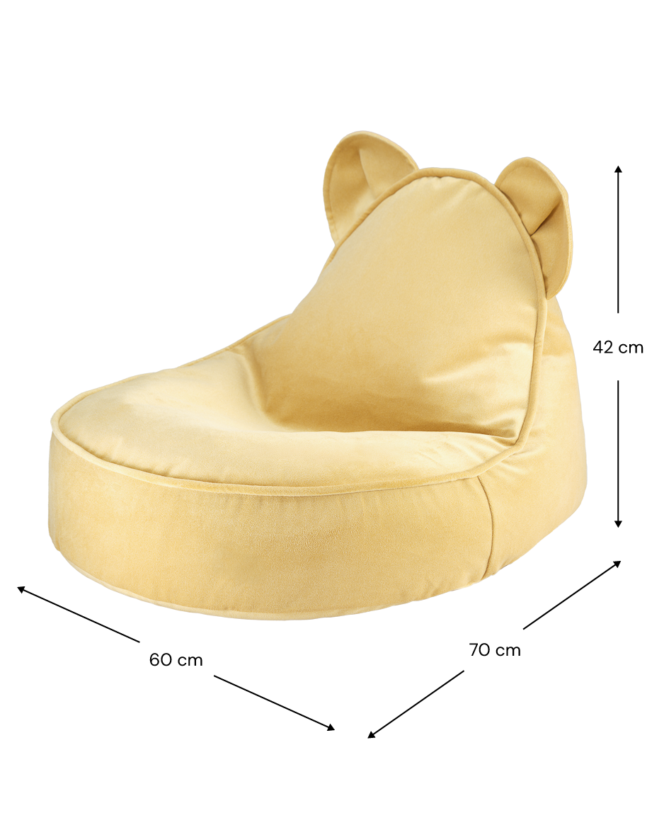 Fluwelen kinderfauteuil teddybeer - Geel