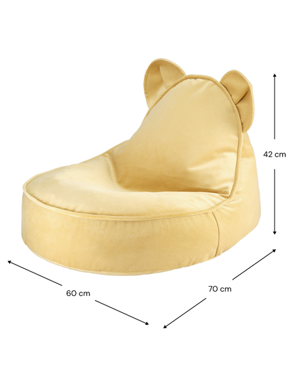 Fluwelen kinderfauteuil teddybeer - Geel
