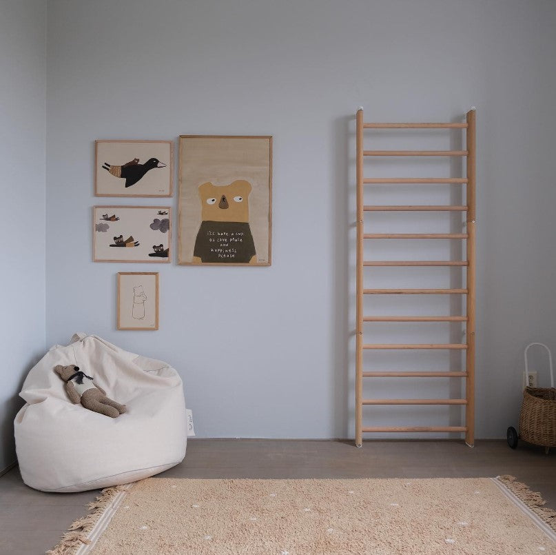 Tapis Beige à pois écru