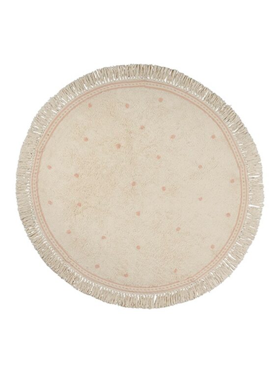 Tapis enfant Beige à pois Rose