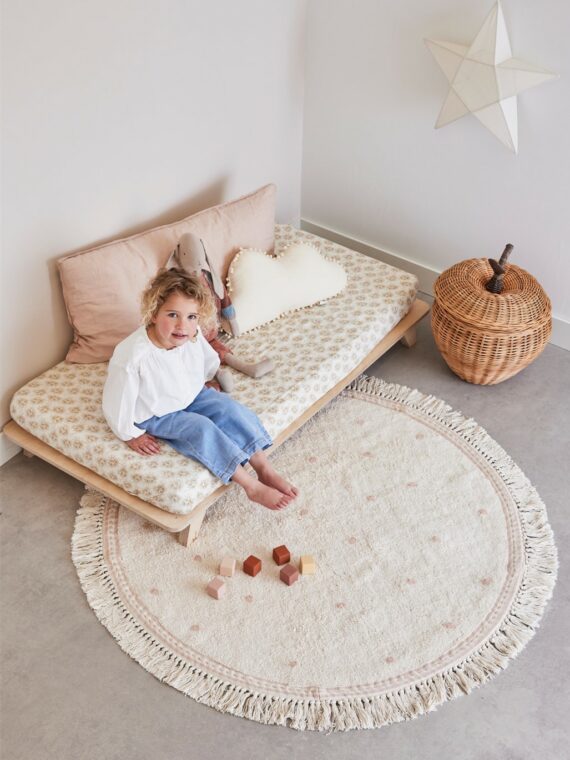 Tapis enfant Beige à pois Rose