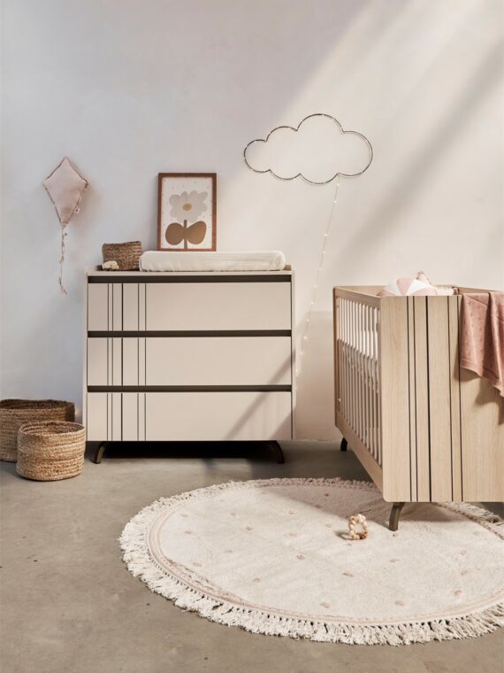 Tapis enfant Beige à pois Rose