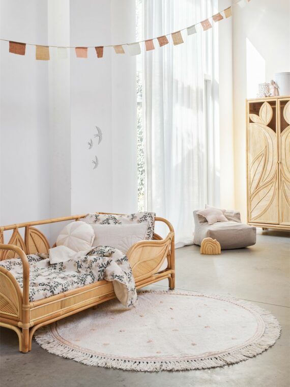 Tapis enfant Beige à pois Rose