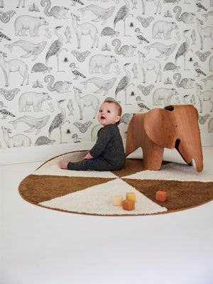 Tapis enfant rond Circus Beige & Marron