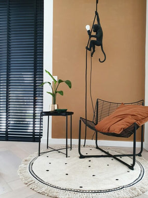 Tapis Ecru à pois noirs