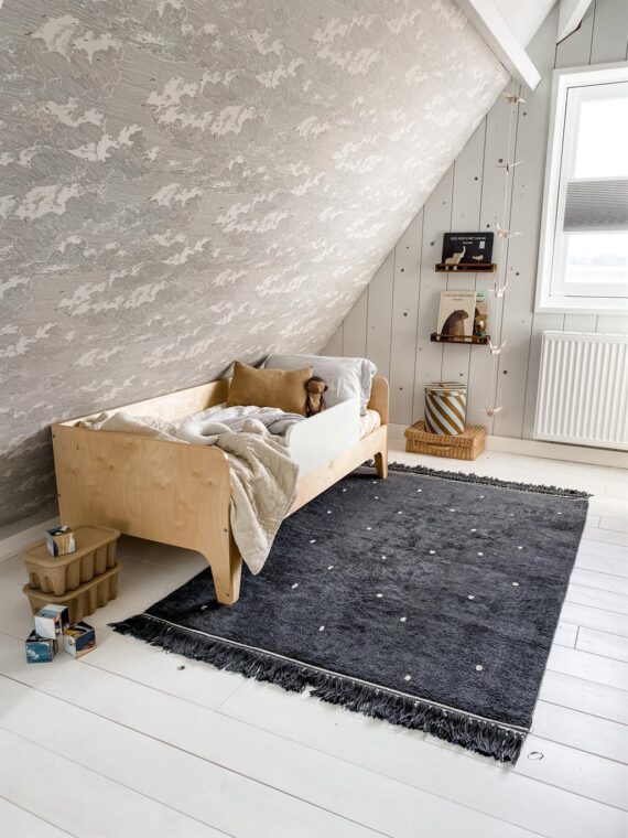 Tapis Gris anthracite à pois Ecru
