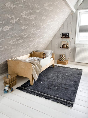 Tapis Gris anthracite à pois Ecru