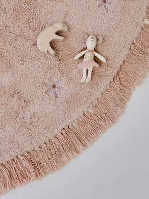 Tapis Rose à fleurs violettes