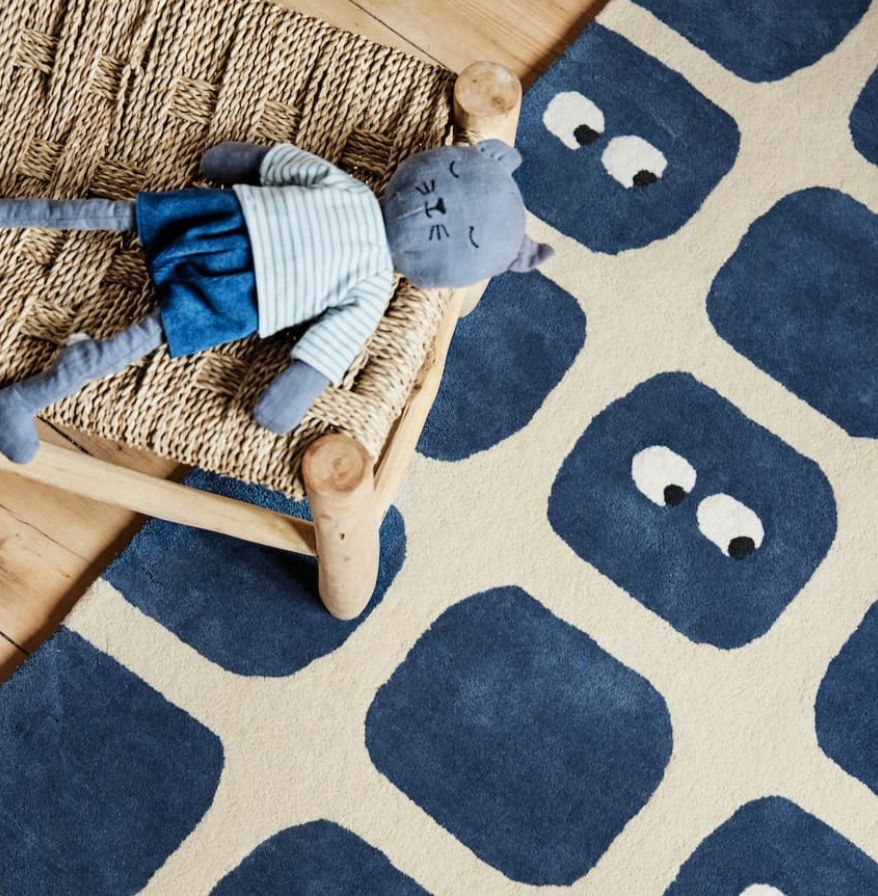 Tapis enfant Bleu motif Yeux